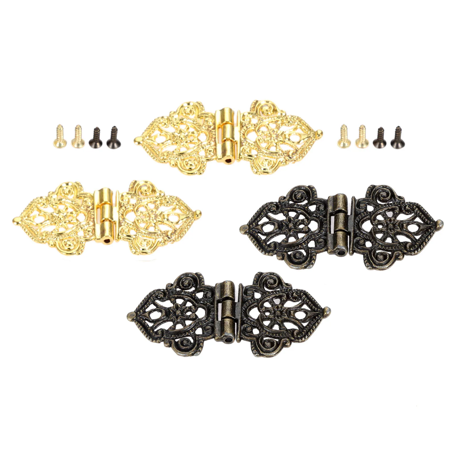 

2pcs Door Cabinet 53*28mm Furniture Hinges Jewelry Wood Box Drawer Cupboard Decorative Hinge Antique Bronze/Gold