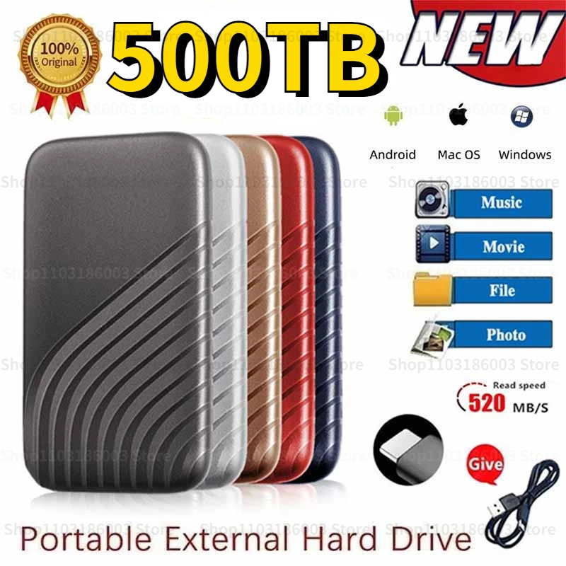 

Portable Original High-speed 2TB SSD 64TB 128TB 256TB External Hard Drive Mass Storage USB 3.0 Interface for Computer Laptops