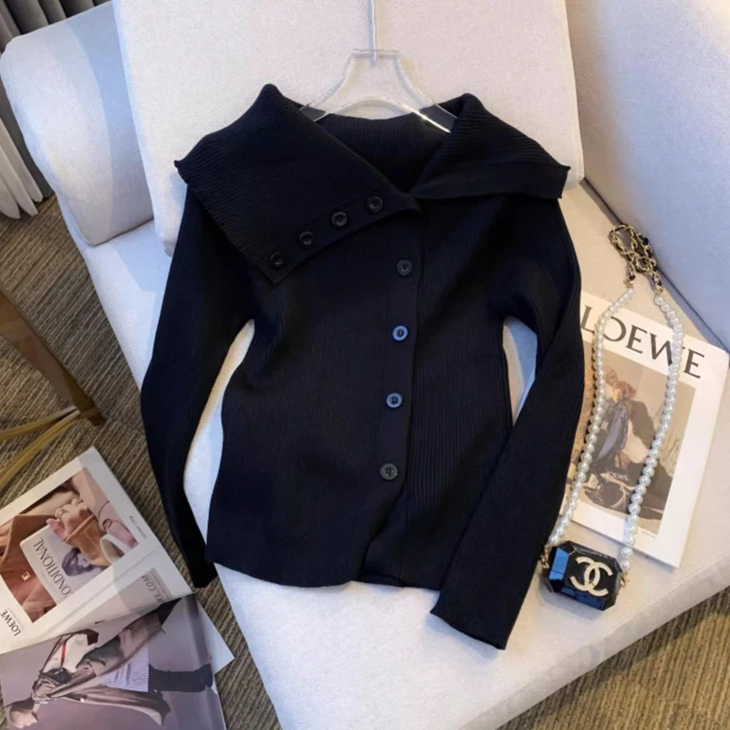 YuooMuoo Стильный осенний женский кардиган с открытыми плечами вязаный хлопковый