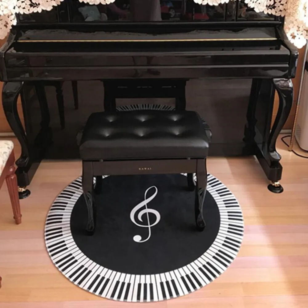 

120CM Retro Piano Key Round Carpets For Living Room Home Area Rugs For Bedoom Cartoon Carpet Kids Room Computer Chair Floor Mat
