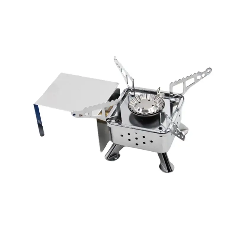 

Mini Camping Stoves Cooker Folding Outdoor Gas Cooker Stove Portable Furnace Cooking Picnic Stoves Cooker with Damper (Silver)
