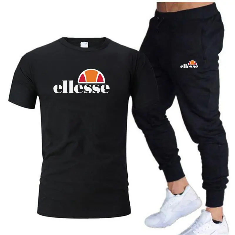

2023 summer sports cotton T-shirt short sleeve+trousers two-piece men's casual sports suit jogging fashion men's wear