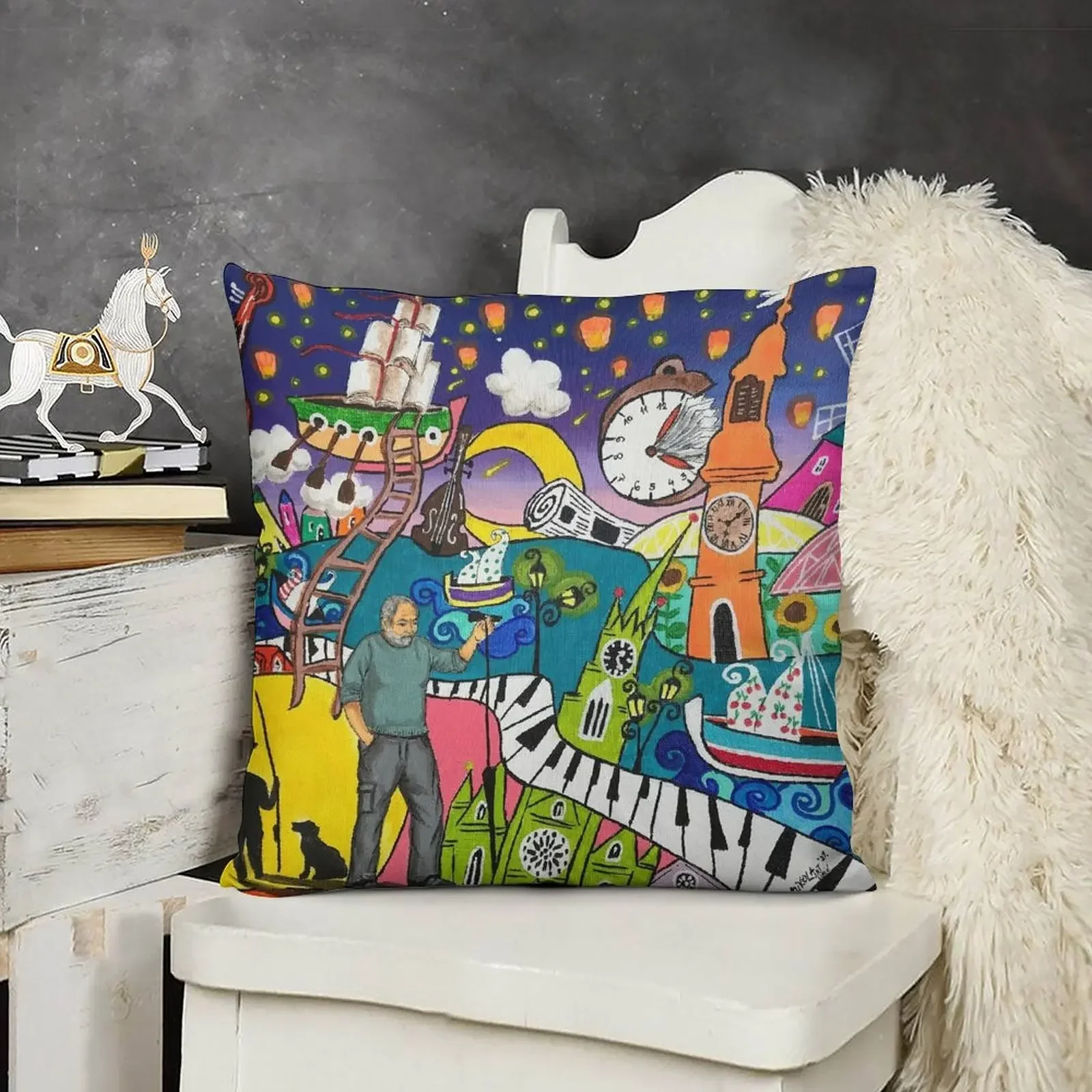 Djordje Balasevic Noc kad sam preplivao Dunav Декоративная подушка Рождественские чехлы Наволочка