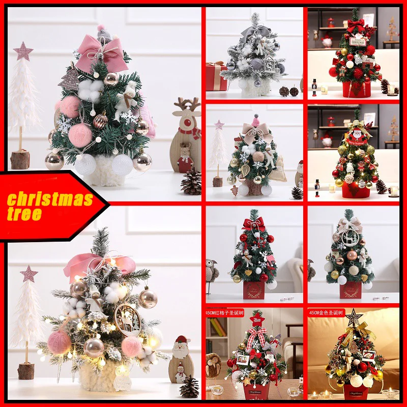 

Mini Artificial Christmas Tree with LED String Lights & Ornaments Table Centerpieces Best DIY Christmas Decorations xobw