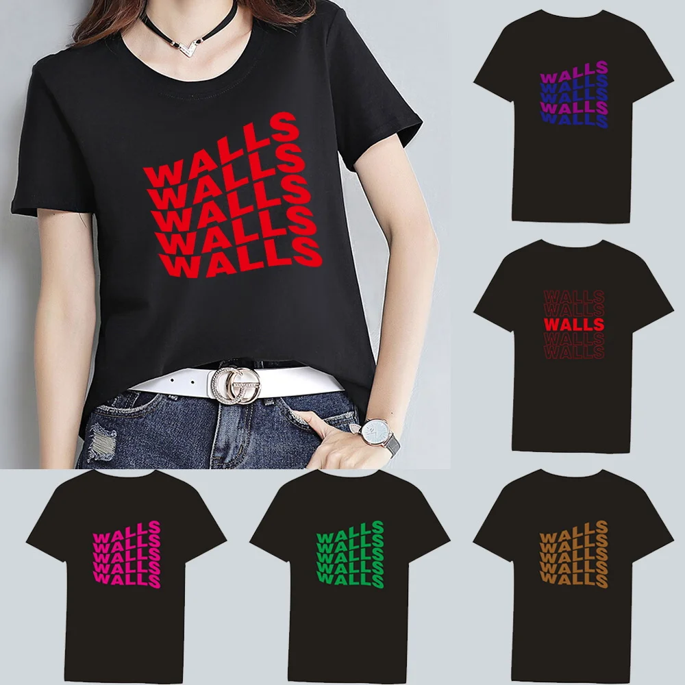 

Summer Fashion Women's T-shirt Harajuku Cartoon Walls Print Series Short Sleeve Anime Casual Cute Ladies Slim Top Camisetas