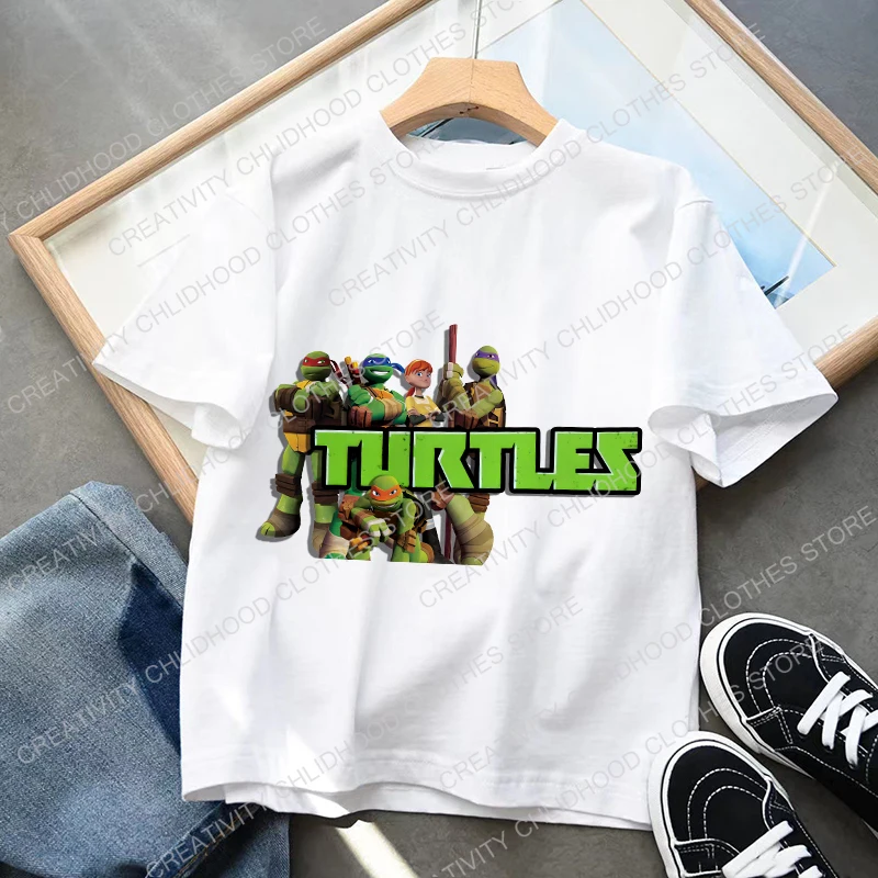 Детская футболка TMNT подростковые мутанты Черепашки-ниндзя кавайные аниме