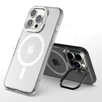 for magsafe magnet flip lens kickstand case for iphone 13 pro max wireless charging magsafing cover for apple 12 pro lens stand