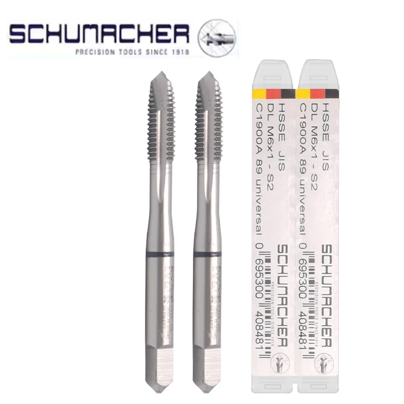 

German Original SCHUMACHER JIS Standard Spiral Fluted Tap Pointed UNC 1-64 2-56 3-48 4-40 5-40 6-32 8-32 Machine Thread Taps