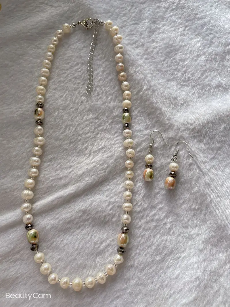 

Natural Freshwater pearl 7-8MM necklace and earring set Wholesale 2022 Trend