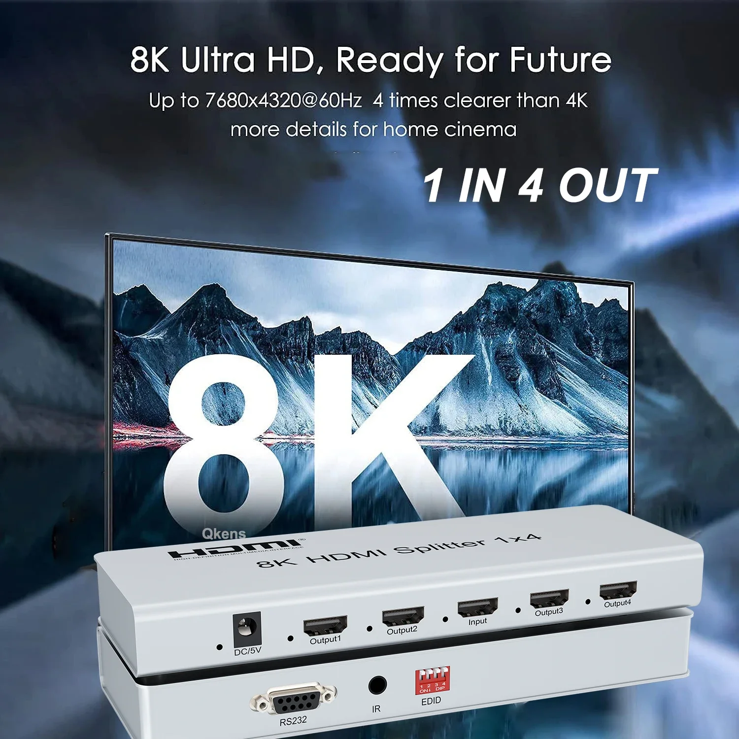 

HDR 8K HDMI сплиттер 1x4 8K60Hz HDMI 2,1 видео конвертер 1 в 4 Out 4k 120hz 2 3 4 Way Display для PS4 PS5 Xbox Game PC To TV