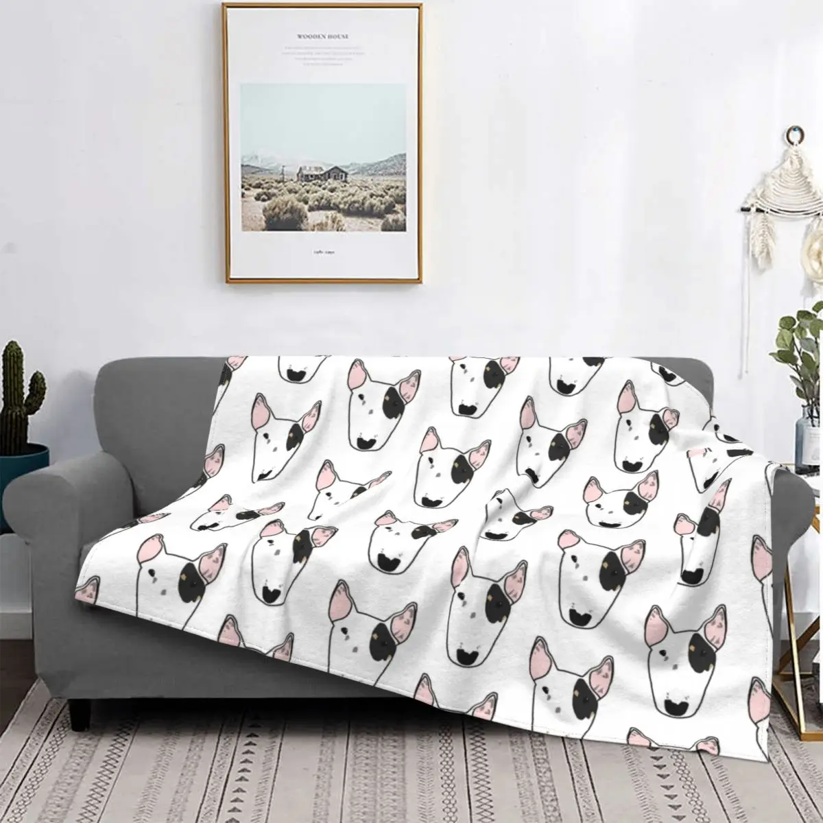 

Twinkle The Bull Terrier Blankets Velvet Print Cute Dog Multi-function Warm Throw Blankets for Sofa Travel Quilt