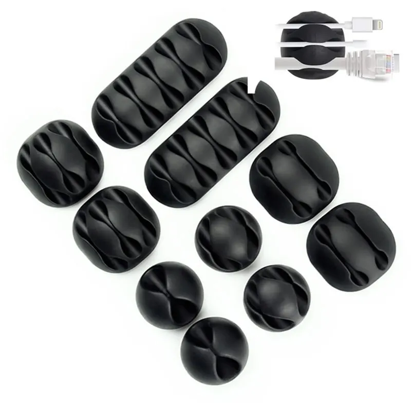 

10 шт., силиконовые зажимы-органайзеры для кабелей