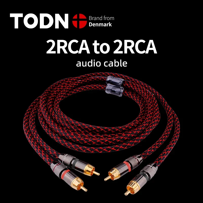 TODN 1 пара аудиокабелей RCA 2 на соединительных кабеля HIFI стерео 4N OFC между мужчинами