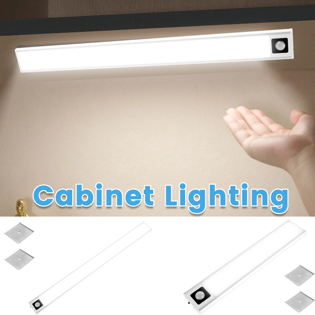 

New 15.7in/7.9in Under Cabinet Light Motion Sensor Night Light 1100mAh/750mAh USB Chargeable LED Closet Lamp 3 Modes Counter