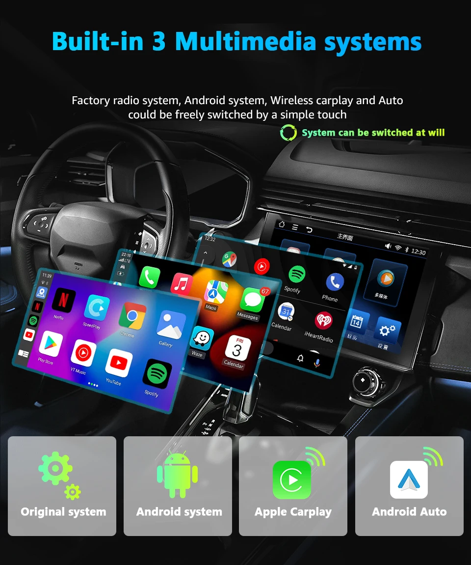 2022 Apple Pie Carplay Ai Box Car Smart Поддержка Youtube Netflix Usb Android 10 OEM GPS позиционирования данных