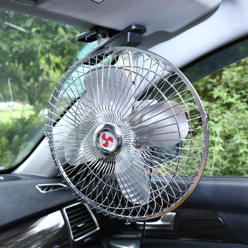 Car electric fan 10 inch truck electric fan high wind metal 4 blades \ automatic shaking head \ 1.5m cable length