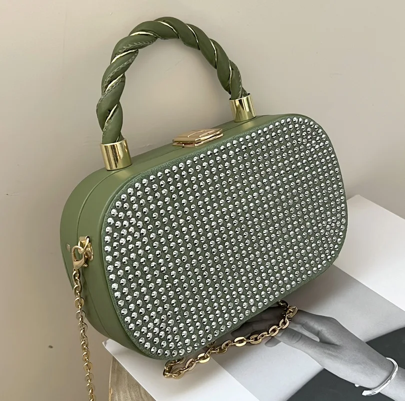 

Luxury Designer Box Shape Shoulder Bag for Women 2022 New Handbags Purse Fashion Female Crossbody Bags Ins Chic Rivet Tote Bag