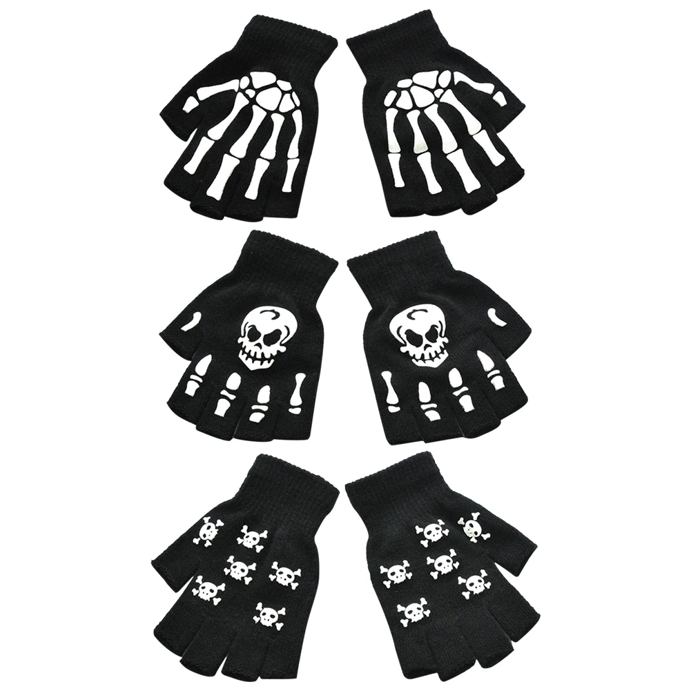 

1 пара, вязаные велосипедные перчатки на Хэллоуин