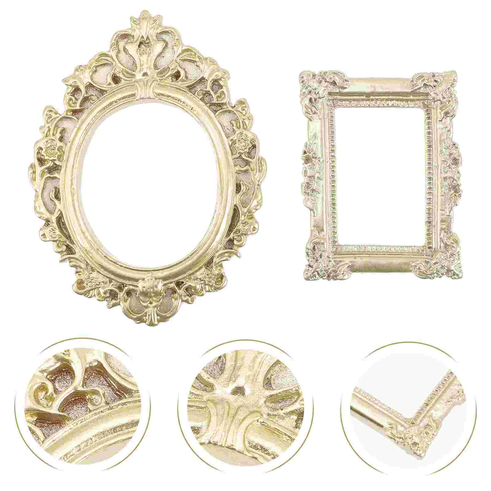 

12 Pcs Picture Display Holder Oval Frames DIY Mini Photo House Houses Vintage Baroque Miniature