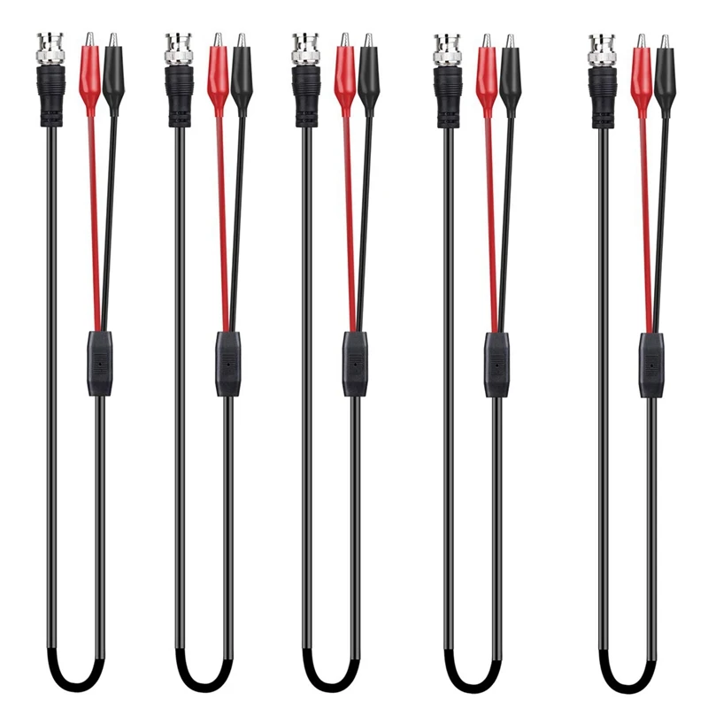 

BNC Double Alligator Clip Test Cable Probe Lead Oscilloscope Test, Oscilloscope Probes BNC To Alligator Clip (5Pcs)