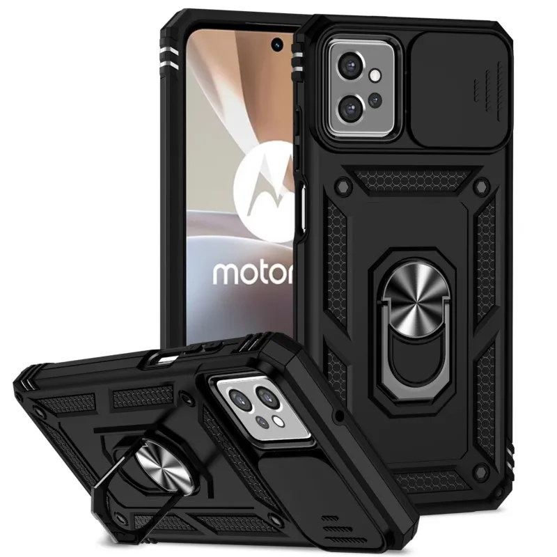 

Slide Lens Case For Motorola Moto G32 Cover For Moto G32 Coque Fundas Military Grade Magnet Ring Holder Back Bumper Moto G32