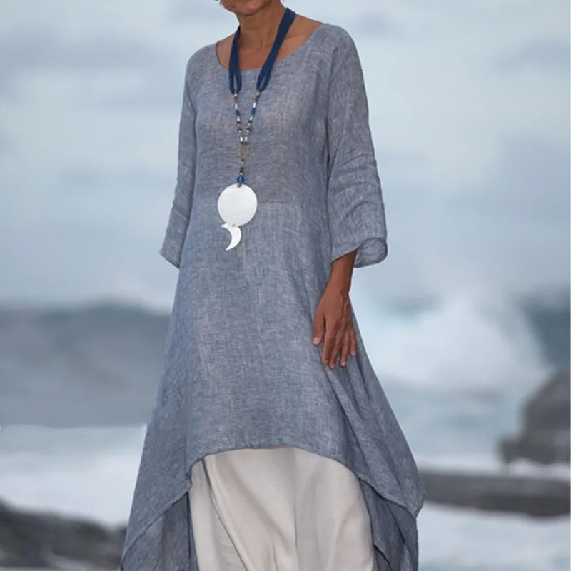 Костюм женский однотонный с юбкой Модный повседневный свободный джемпер круглым