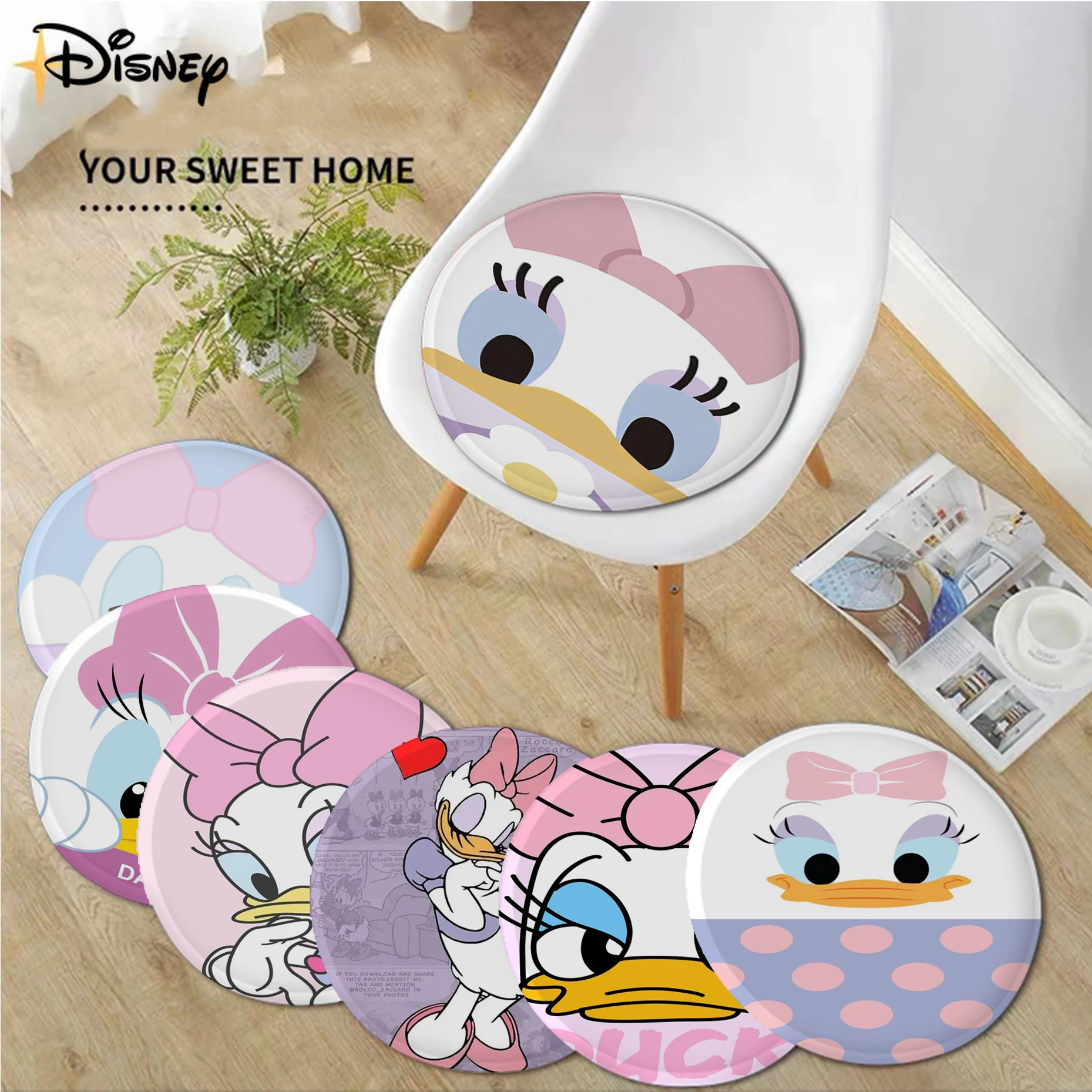 

Disney Daisy Duck Cartoon Cushion Mat Tie Rope Chair Cushion Soft Office Car Seat Comfort Breathable 45x45cm Cushion Pads