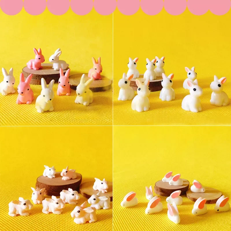 

shipping 10Pcs/rabbit bunny/miniatures/lovely/fairy garden gnome/moss terrarium decor/crafts/figurine/DIY doll house/model