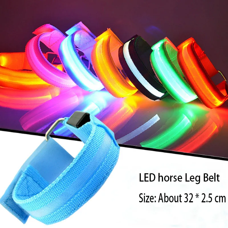 4PCS LED Lighting Horse Leg Safety Belt Horse Leg Straps Night Riding Equipment Outdoor Sports Equestrian Supplies