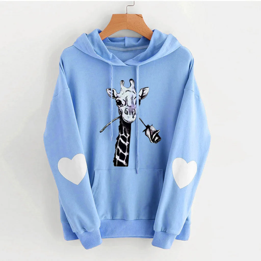 

Женская толстовка с длинным рукавом и сердечками, свитшот, джемпер, пуловер с капюшоном, топы, блузка, свитер