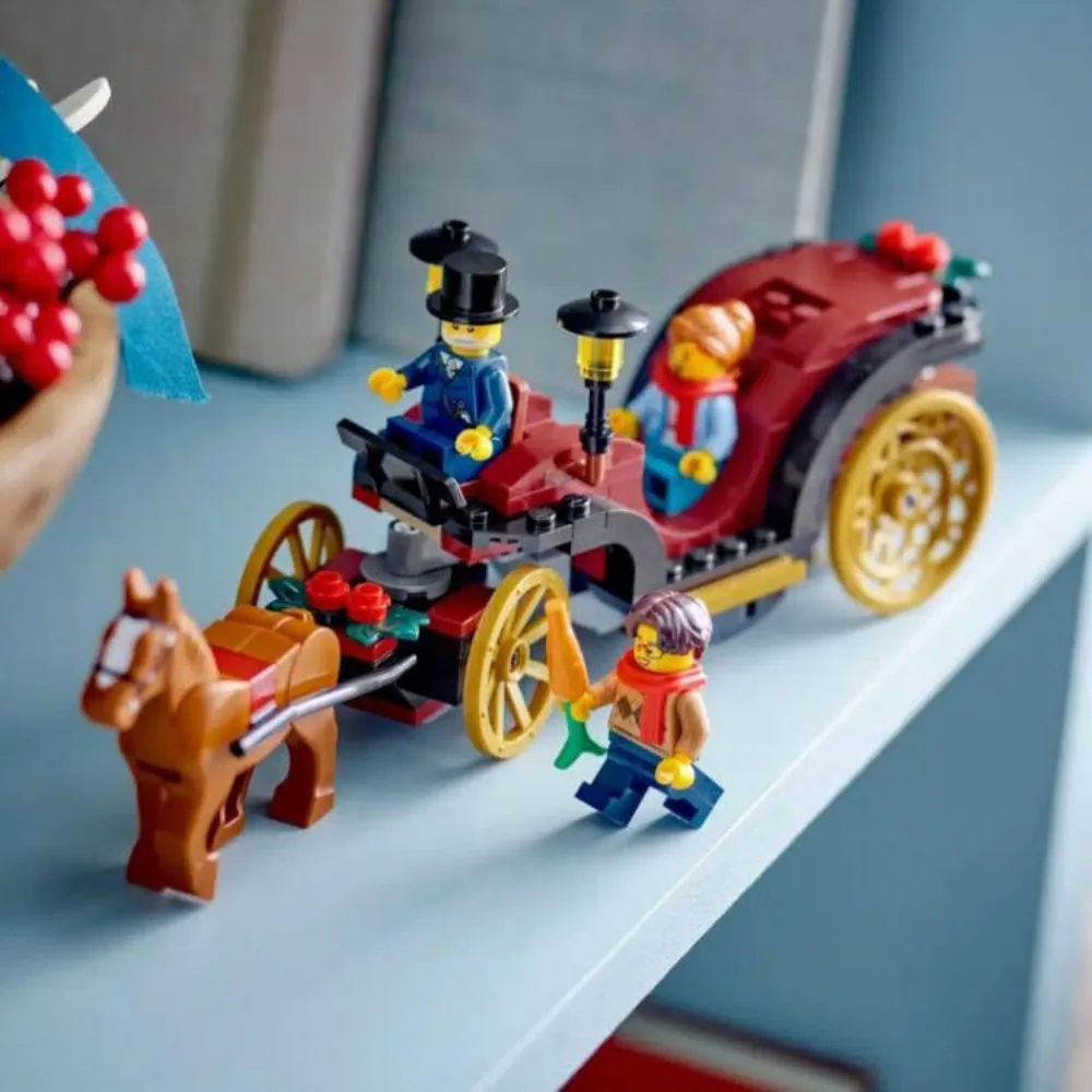 LEGO Wintertime Carriage Ride 40603 GWP — праздничные минифигурки Golden Wheels и очаровательный дизайн