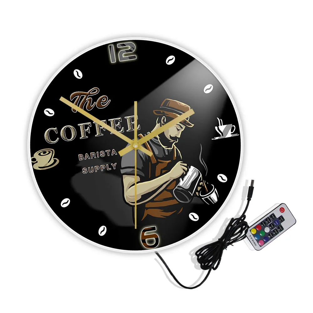 Professional Barista Coffee Beans Modern Wall Clock For Home Bar Kitchen Dinning Room Art Décor Shop Clcok Café Maker | Дом и сад
