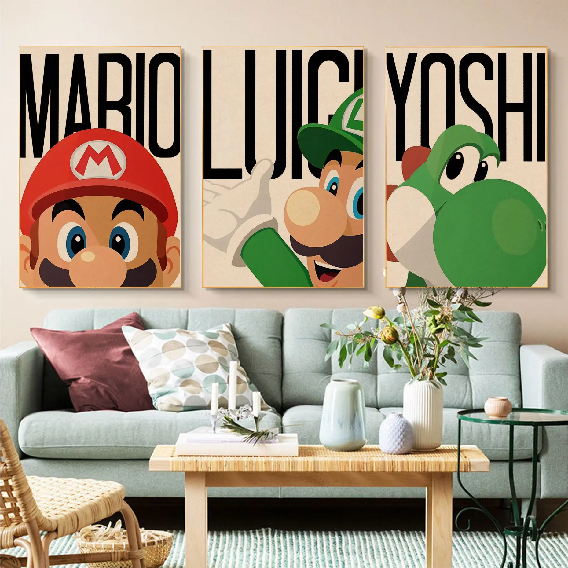 

BANDAI Super Mario Brother Art Classic Movie Posters Decoracion Painting Wall Art Kraft Paper Aesthetic Art Wall Painting