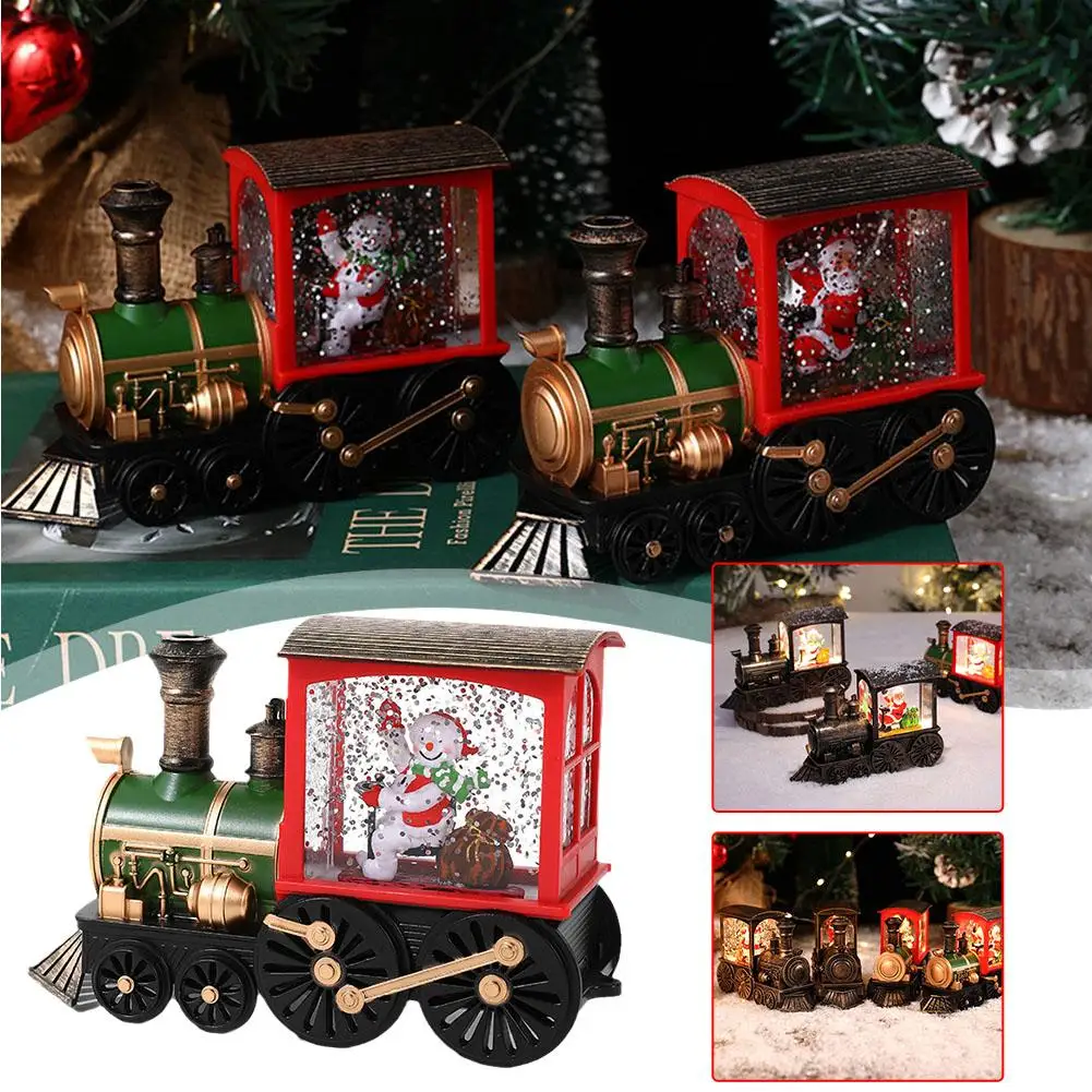 

Рождественский подарок в виде Санта-Клауса, снеговика, коробки для рождественских подарков, игрушки, украшение для дома из хрусталя, украшения для стола в виде поезда, R3W3