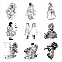 2022 new 8x10 retro children birthday party christmas clear stamps girls stamps card crafts no metal cutting dies scrapbooking