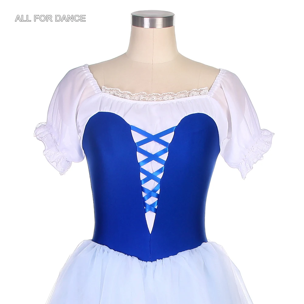 Женское балетное платье-пачка с рукавами-фонариками синее платье лифом