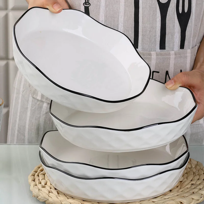 

1 шт., керамическая посуда с черными краями, 8 дюймов