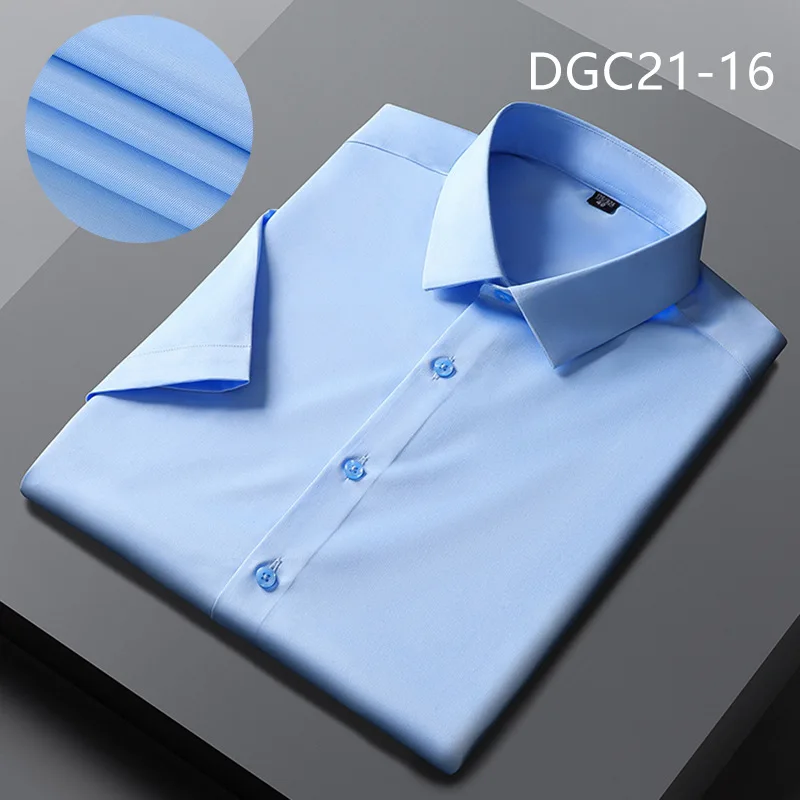 EUOW 2022 Fashion Men Suit Tee Shirts Summer Formal Business Short-sleeved Tops Slim Breathable Anti-wrinkle Dress Shirts Men