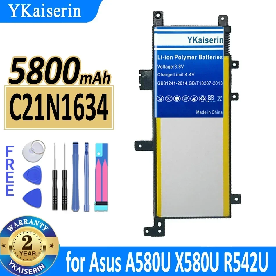 YKaiserin C21N1634 Аккумулятор для ноутбука Asus A580U X580U X580B A542U R542U X542U V587U FL5900L FL8000U FL8000UF FL8000L