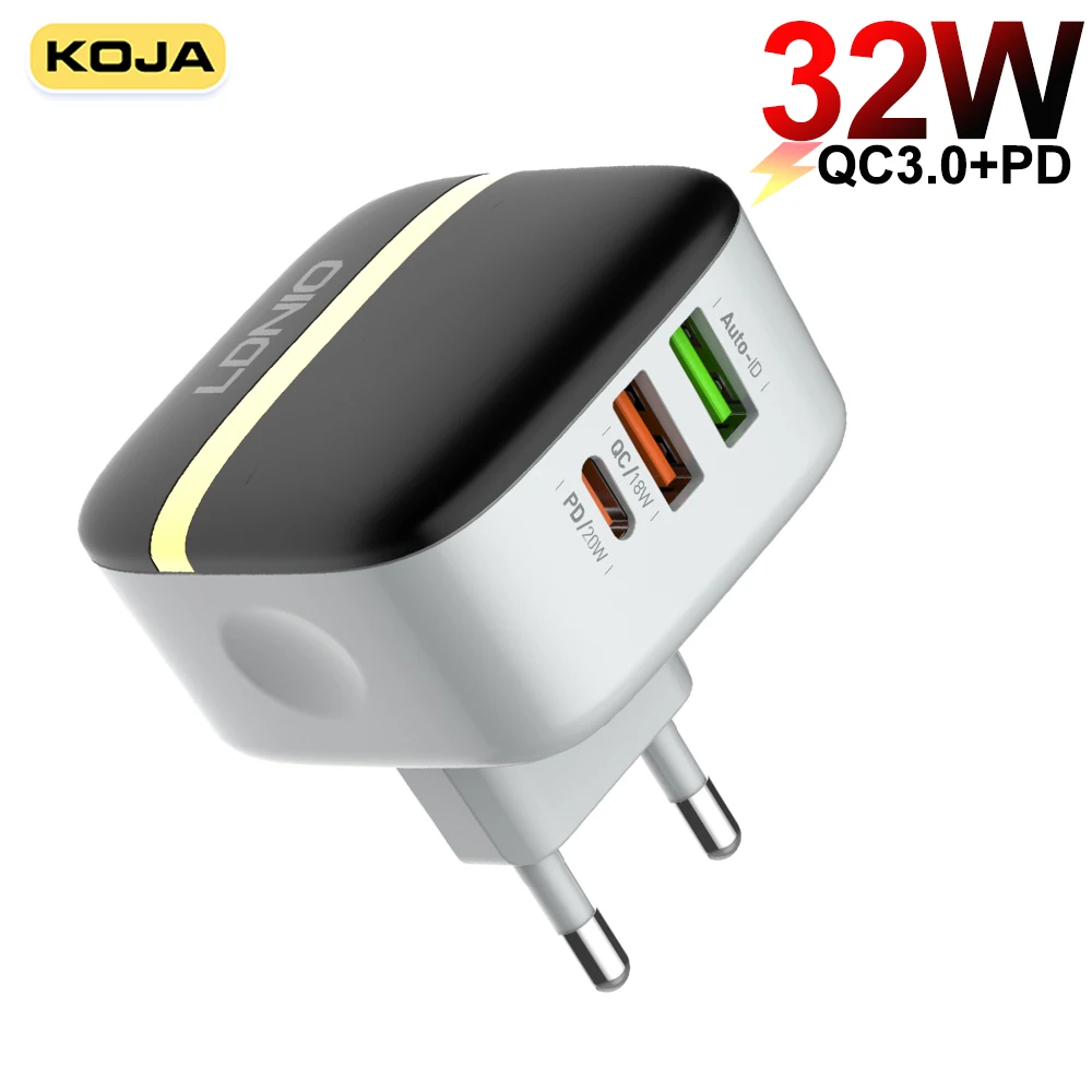 

Зарядное устройство USB Type-C на 3 USB-порта, 20/18 Вт
