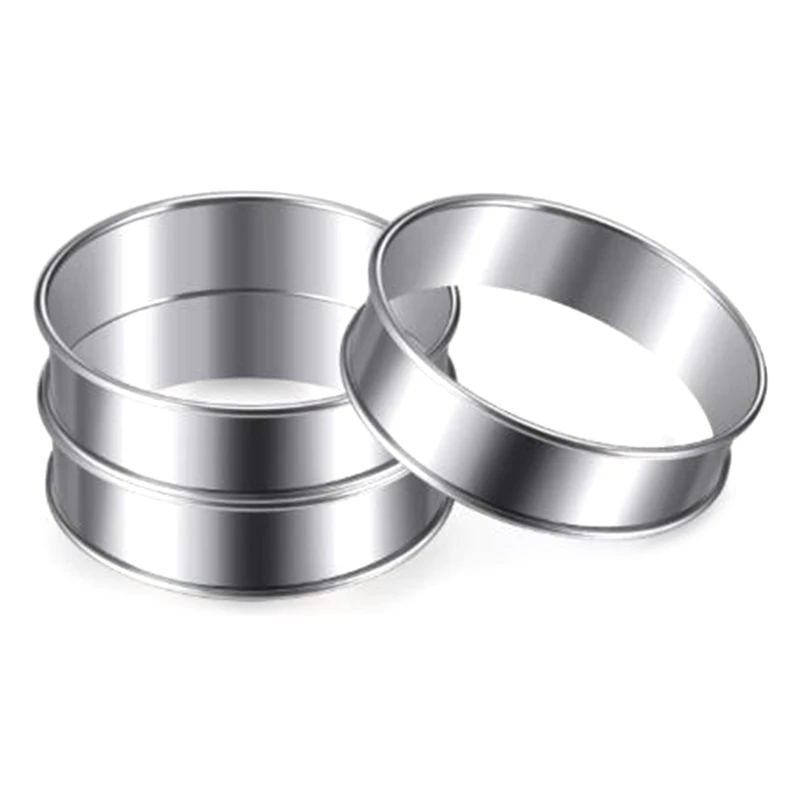 

JHD-10 Pcs Double Rolled Tart Rings Stainless Steel Muffin Rings Crumpet Rings Round Tart Rings For Home Food Baking Tools