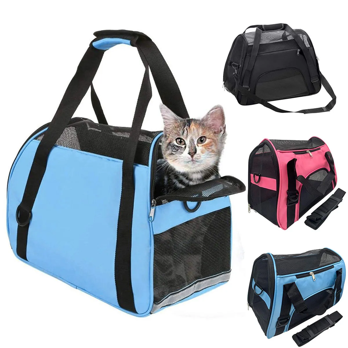 

Soft-sided Carriers Portable Pet Bag Dog Carrier Bags Cat Carrier Outgoing Travel Breathable Pets Handbag Black Green Pink Blue