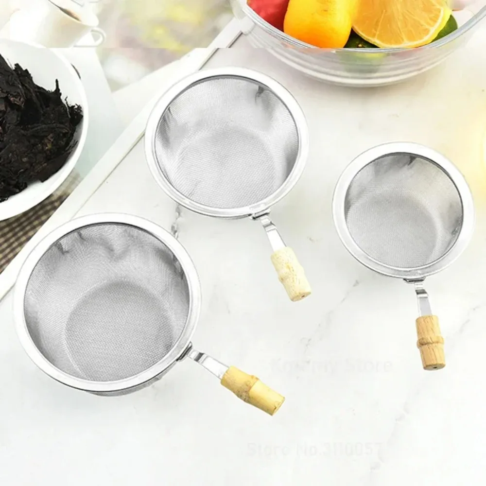 Ситечко для заваривания чая из нержавеющей стали с деревянной ручкой