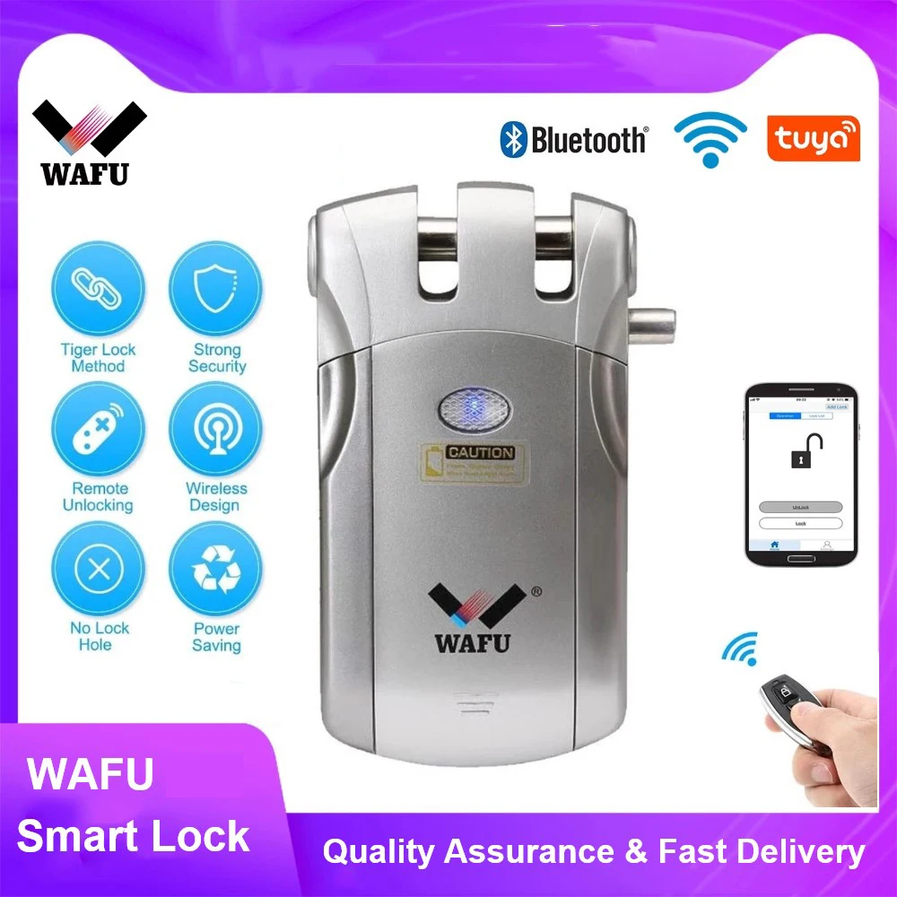 

Wafu 010 Door Lock Wireless WIFI Bluetooth TUYA Remote Control Electronic Keyless Door Invisible Lock 433MH Smart Control