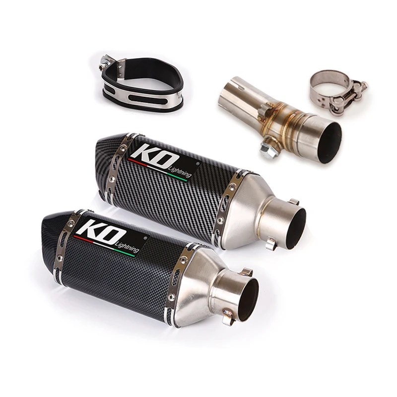 

51MM Exhaust Silencer Pipe Muffler Tip DB Killer Modified Connect Tube Mid Link Pipe Slip On Motorcycle For Kawasaki ER6N 12-16