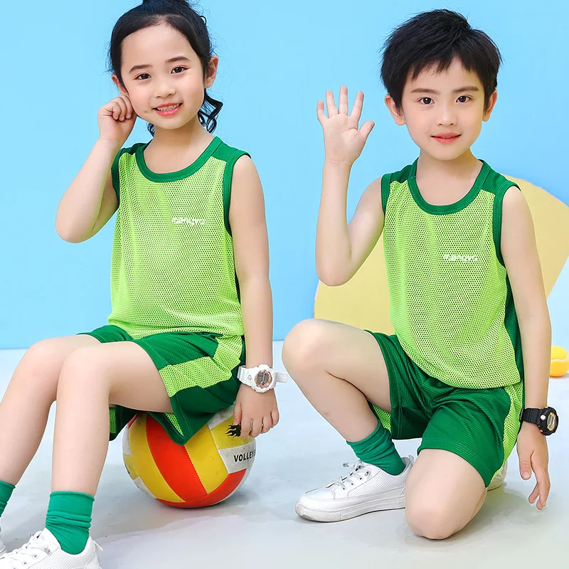 

2022 Summer Children Clothing Set Patched Dids Sport Sets for Boys Girls 2-12Year Short Sleeve/ Sleeveless Unisex Outfit Suits