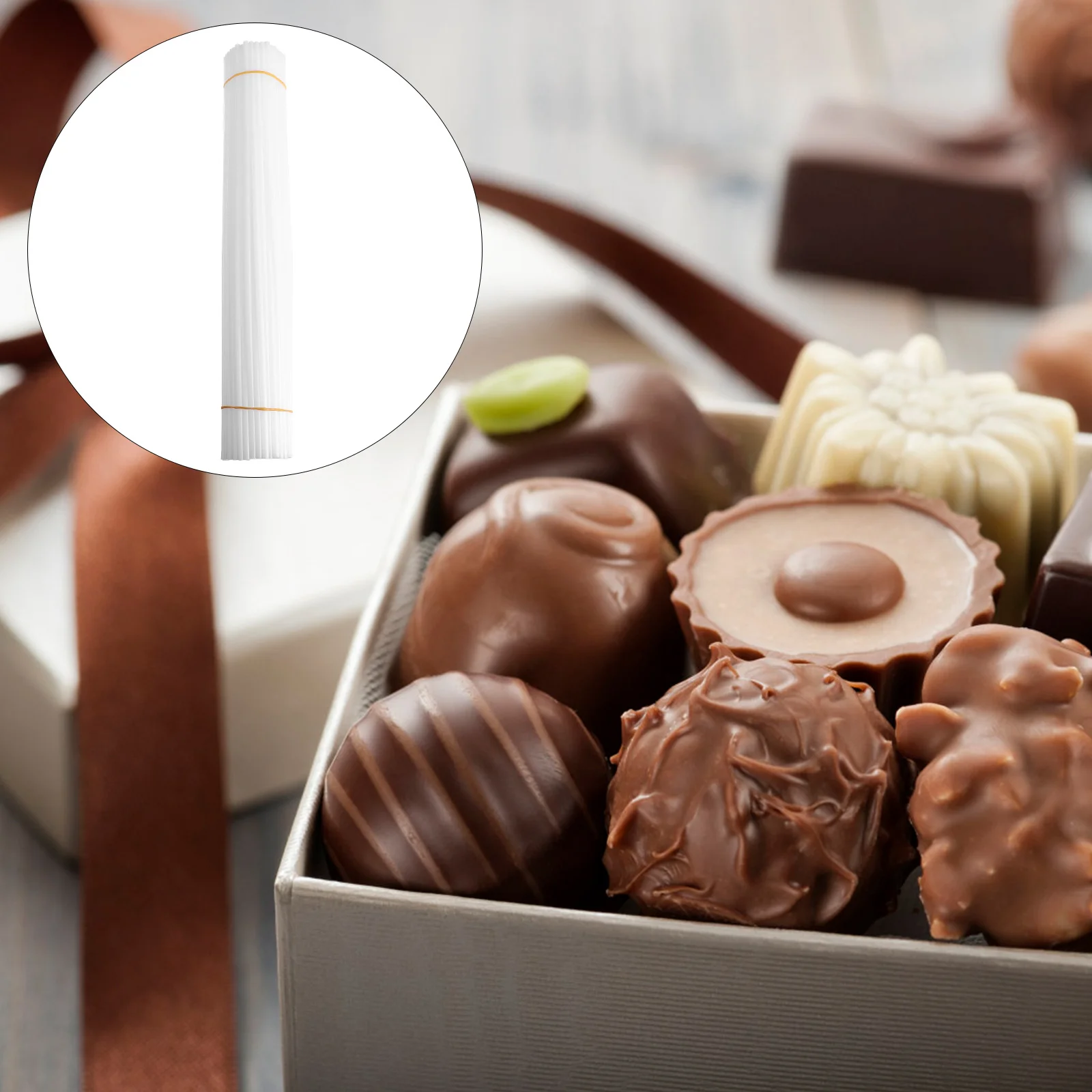 

100 PCS Receptacle Inserts Chocolate Muffin Holder Stick Coffee Candy Soft Drink Decor Decoration Plastic Fruit Jelly