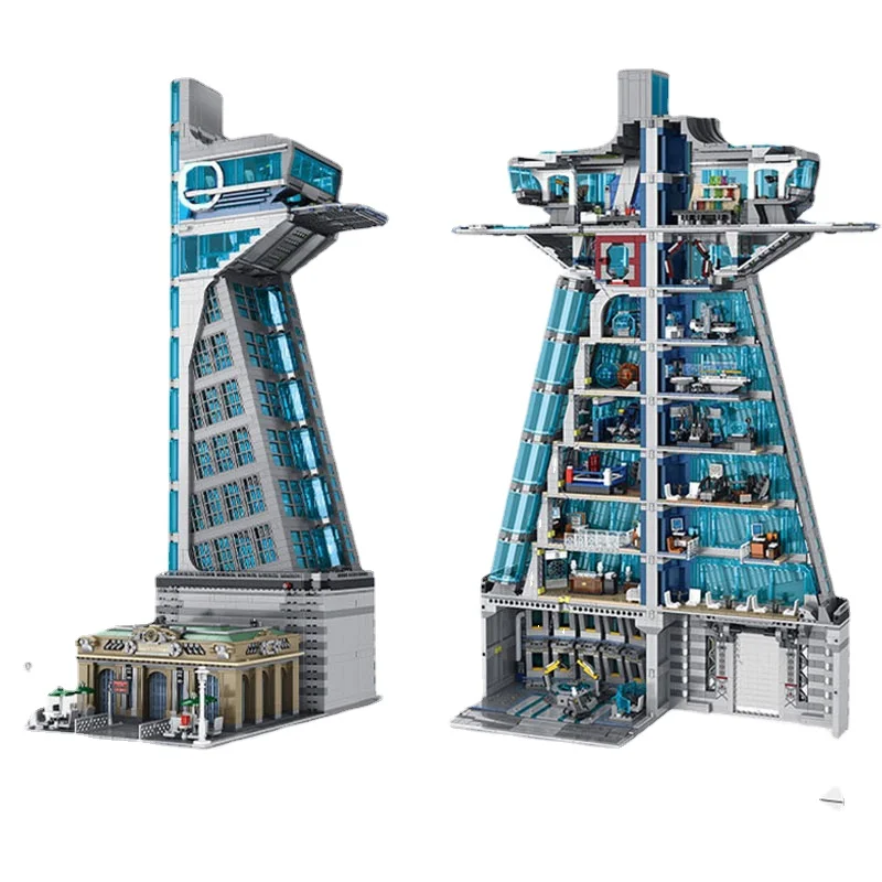 

5883PCS 55120 Tower Iron LED Lights building model Tower Man Base Model with Building Block Bricks Toys Birthday Christmas Gifts