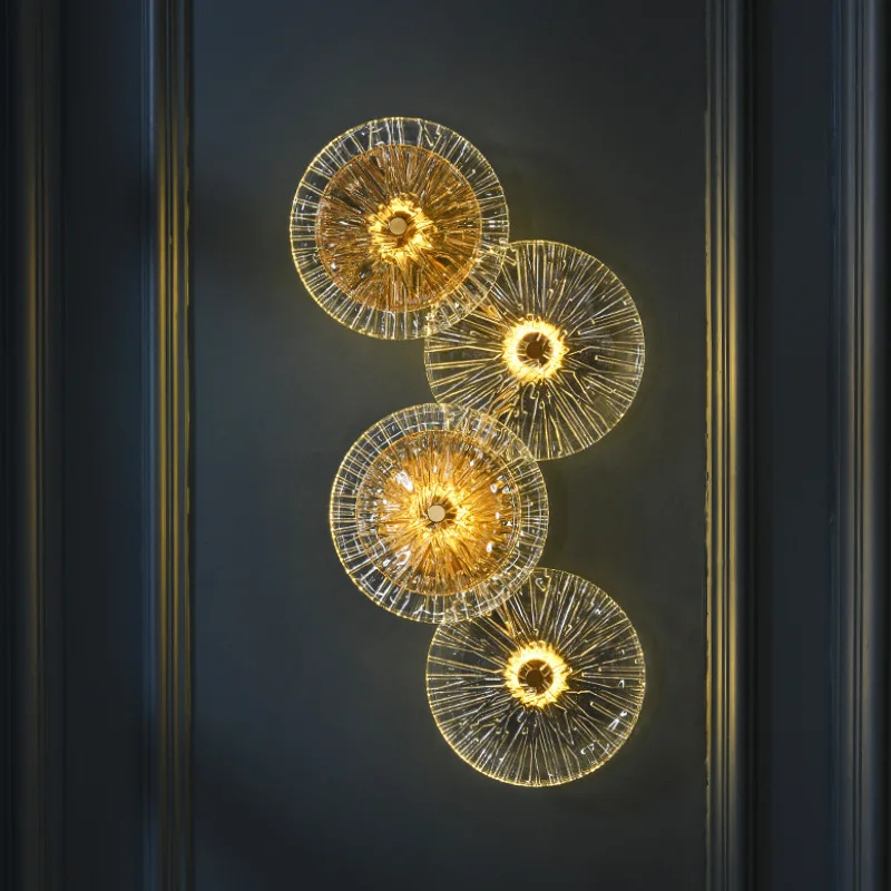

Modern LED lamp French Wall Sconce Living Room Backdrop Lamp Bedside Aisle Corridor Lighting Luxurious Italian Glass Home Decor