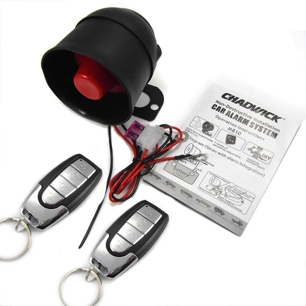 

M810-8115 12V Car Alarm System One Way Vehicle Burglar Alarm Security Protection & 2 Remote Control Auto Burglar